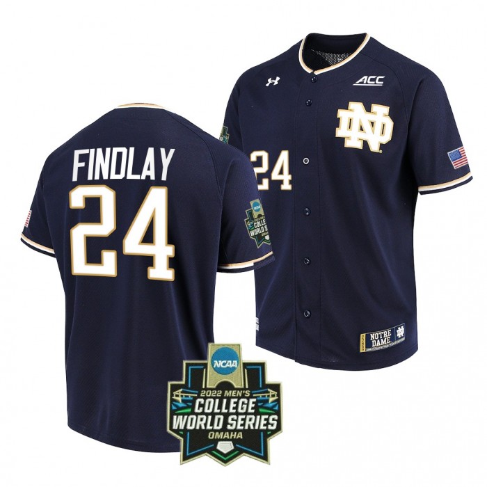 Jack Findlay Notre Dame Fighting Irish #24 Navy Baseball Jersey