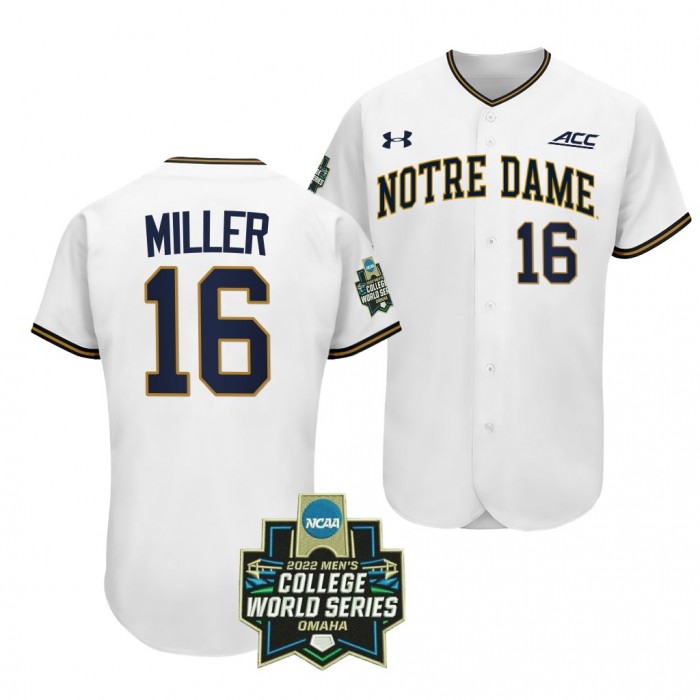 Notre Dame Fighting Irish Jared Miller 2022 College World Series Baseball White #16 Jersey