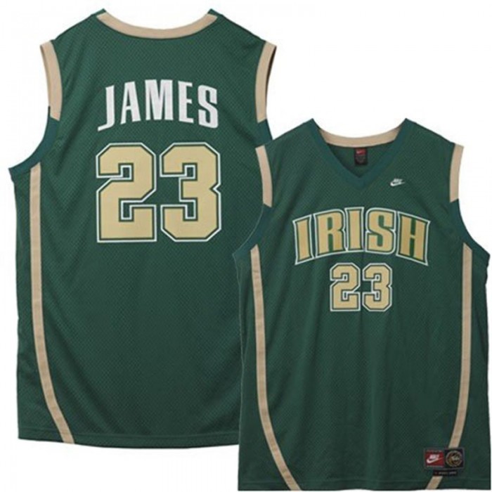 Male LeBron James Notre Dame Fighting Irish Green NCAA High-School Basketball NBA Player Jersey