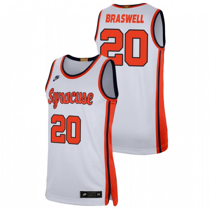 Syracuse Orange Robert Braswell Jersey College Baketball White Retro Limited For Men