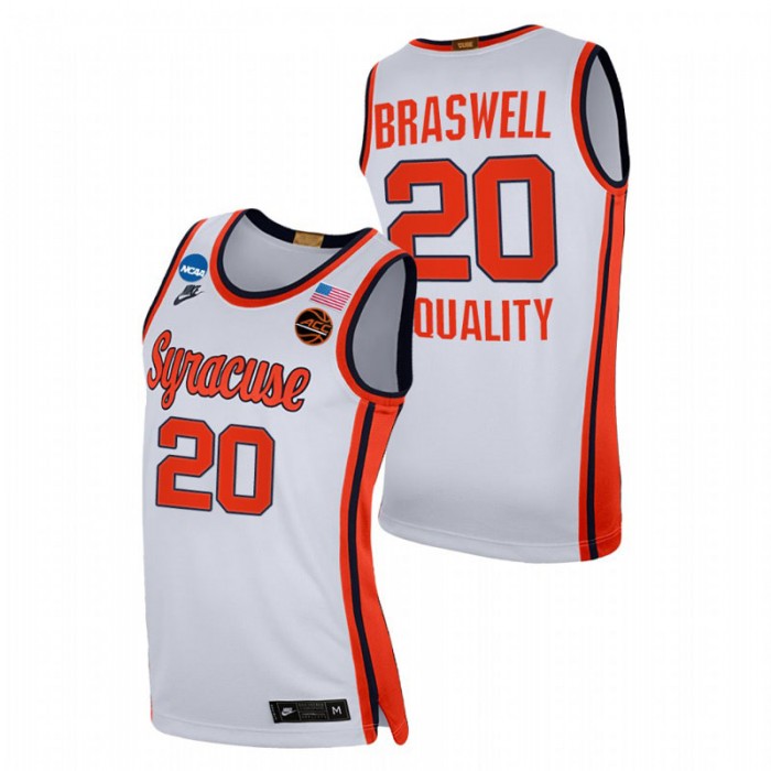 Syracuse Orange Robert Braswell 2021 March Madness Sweet 16 Equality Jersey White Men