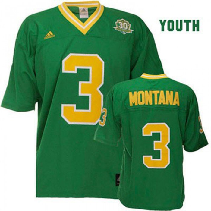 Notre Dame Fighting Irish #3 Joe Montana Green Football Youth Jersey