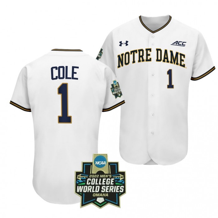 Notre Dame Fighting Irish Ryan Cole 2022 College World Series Baseball White #1 Jersey