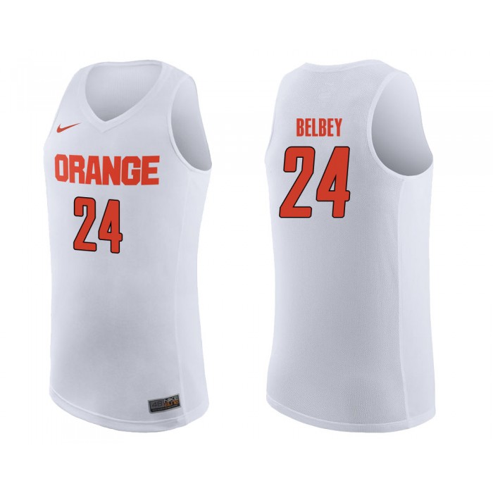 Shaun Belbey White College Basketball Syracuse Orange Jersey