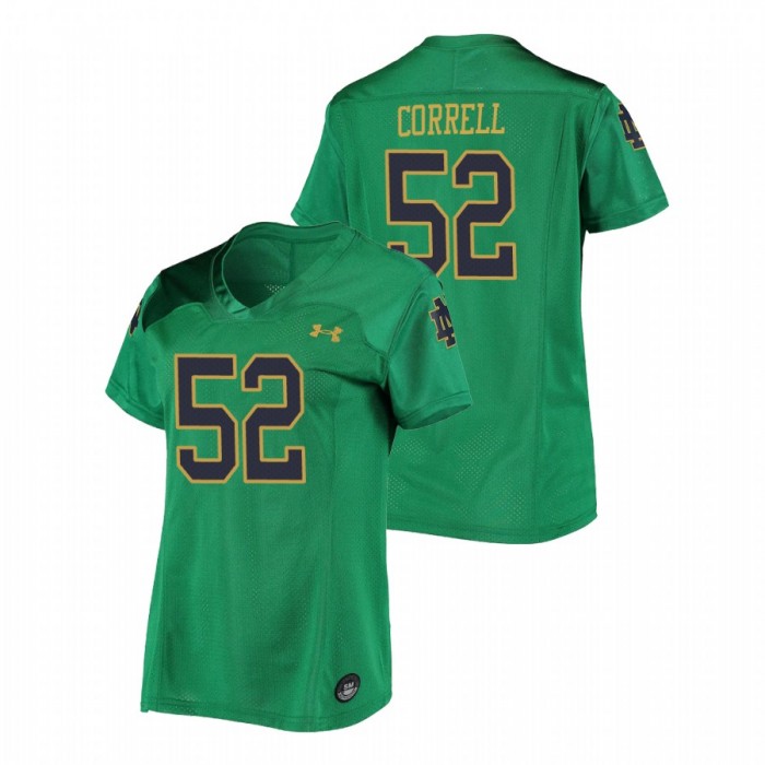 Notre Dame Fighting Irish Zeke Correll Replica Football Jersey Women's Green