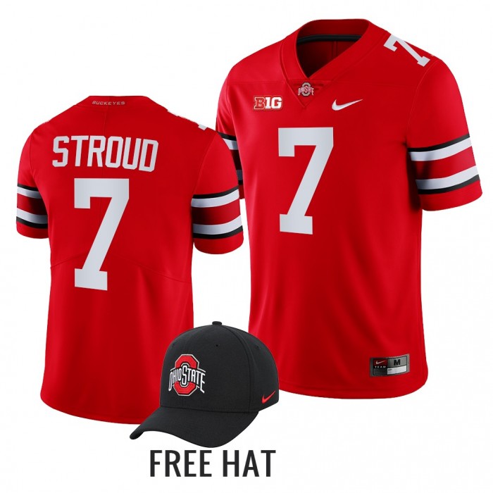 C.J. Stroud Ohio State Buckeyes Color Rush Scarlet Jersey Free Hat