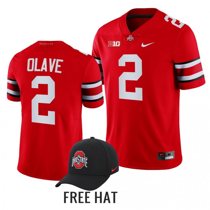 Chris Olave Ohio State Buckeyes Color Rush Scarlet Jersey Free Hat