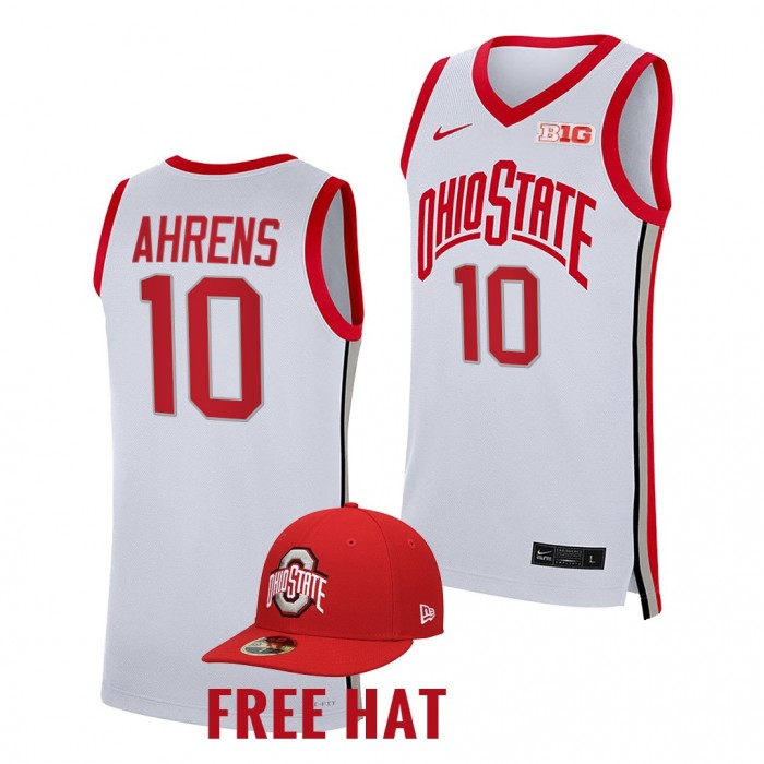 Justin Ahrens Jersey Ohio State Buckeyes 2021-22 College Basketball Free Hat Jersey-Ahrens