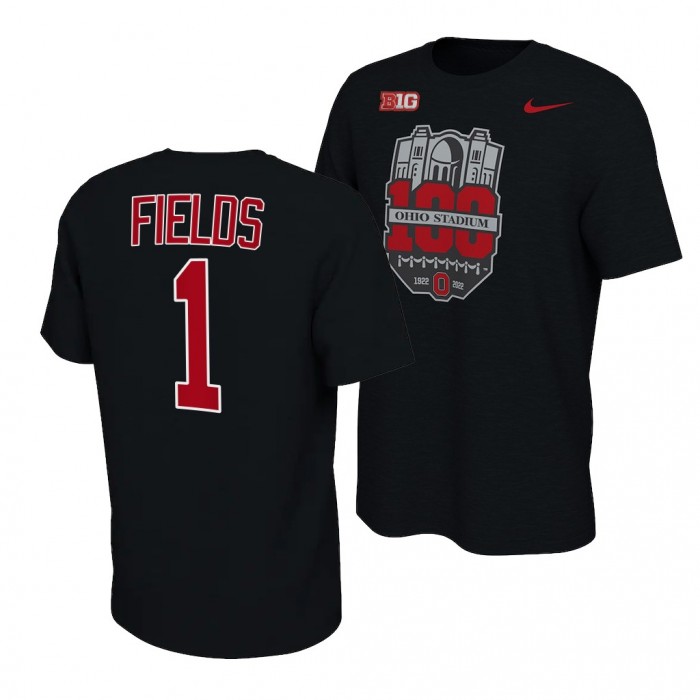 Justin Fields Ohio State Buckeyes 100th Year Stadium Anniversary Big10 MVP T-Shirt Black #1