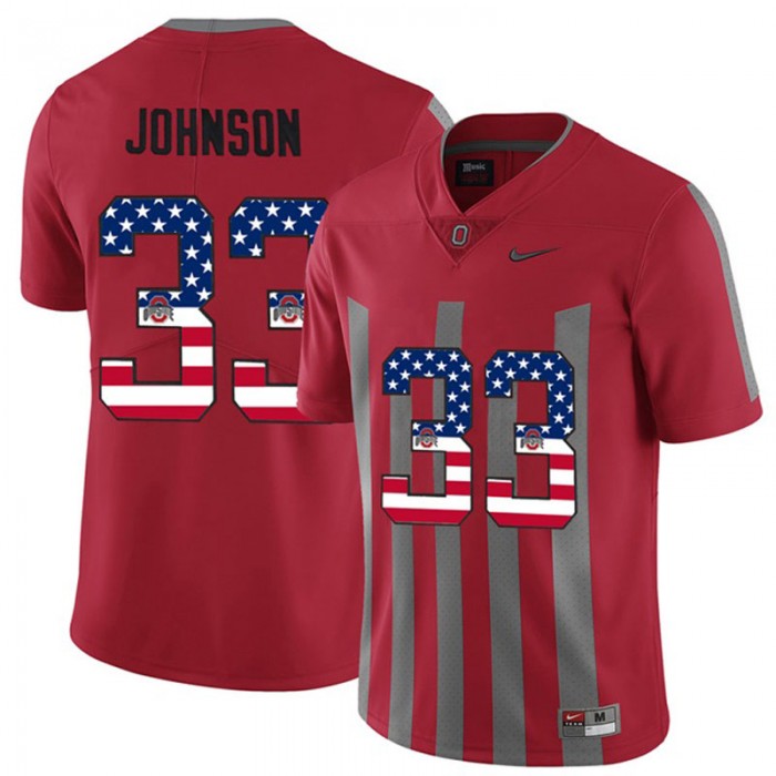 2017 US Flag Fashion Male Ohio State Buckeyes Pete Johnson Scarlet College Football Alternate Limited Jersey