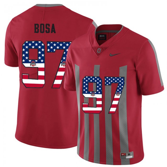 2017 US Flag Fashion Male Ohio State Buckeyes Nick Bosa Scarlet College Football Alternate Limited Jersey