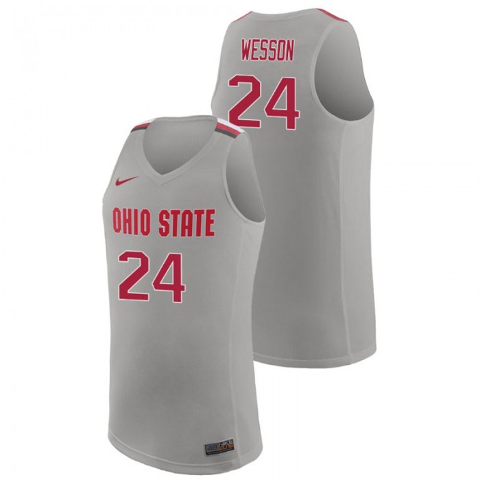 Ohio State Buckeyes College Basketball Pure Gray Andre Wesson Replica Jersey