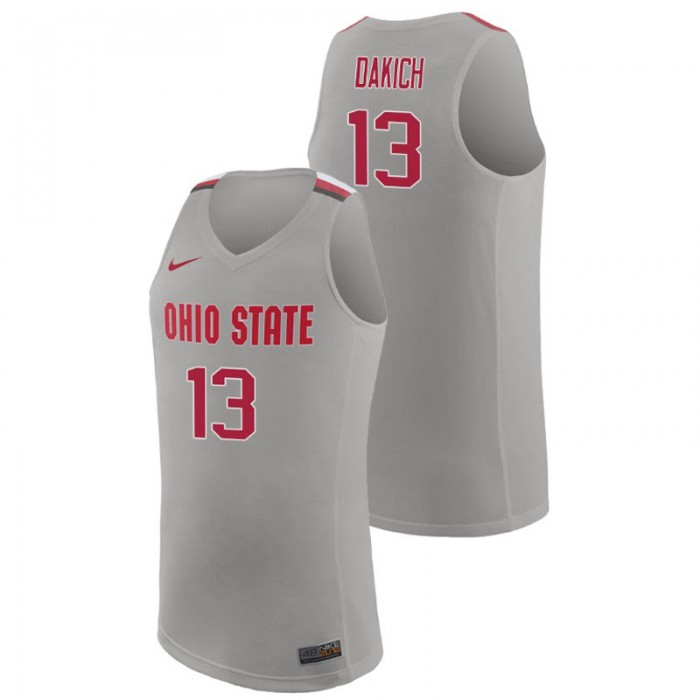 Ohio State Buckeyes College Basketball Pure Gray Andrew Dakich Replica Jersey