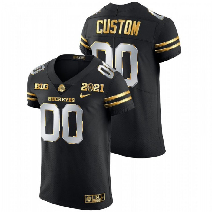 Ohio State Buckeyes Custom 2021 National Championship Golden Edition Jersey For Men Black