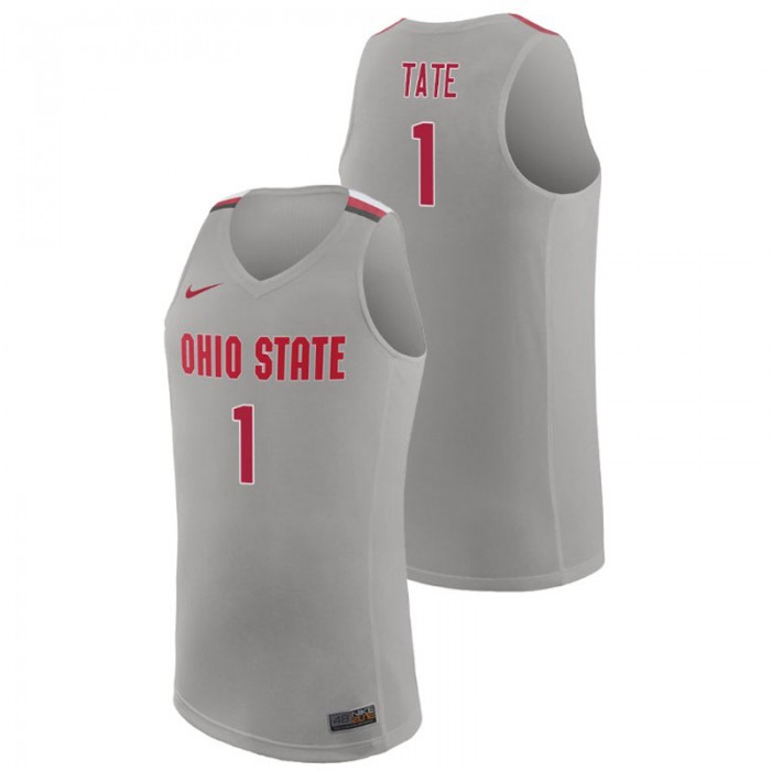 Ohio State Buckeyes College Basketball Pure Gray Jae'Sean Tate Replica Jersey