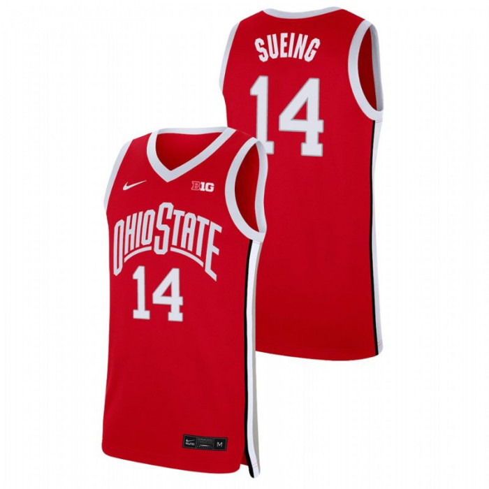 Ohio State Buckeyes Justice Sueing Replica Basketball Jersey Scarlet For Men