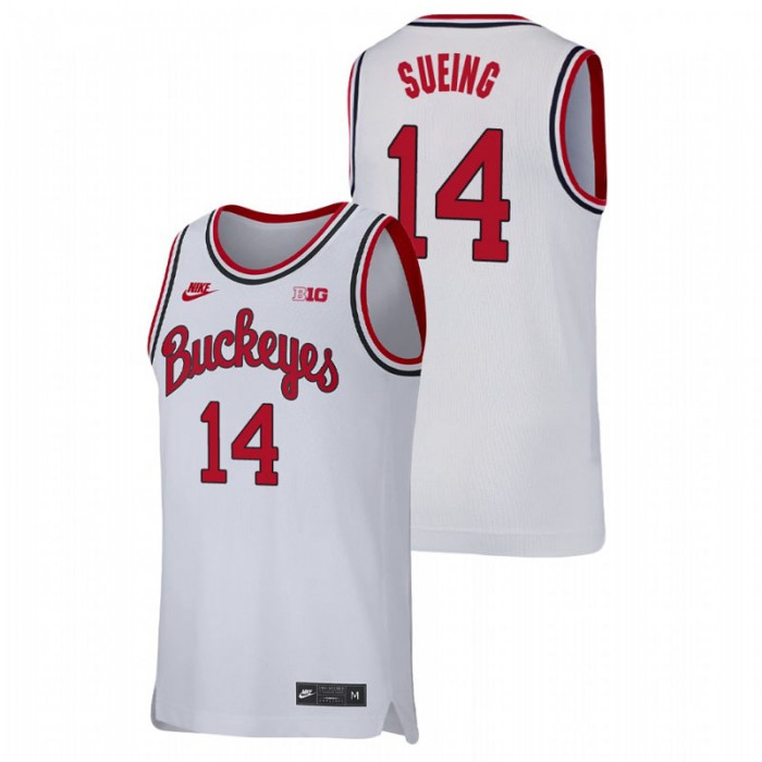 Ohio State Buckeyes Replica Justice Sueing College Basketball Jersey White For Men