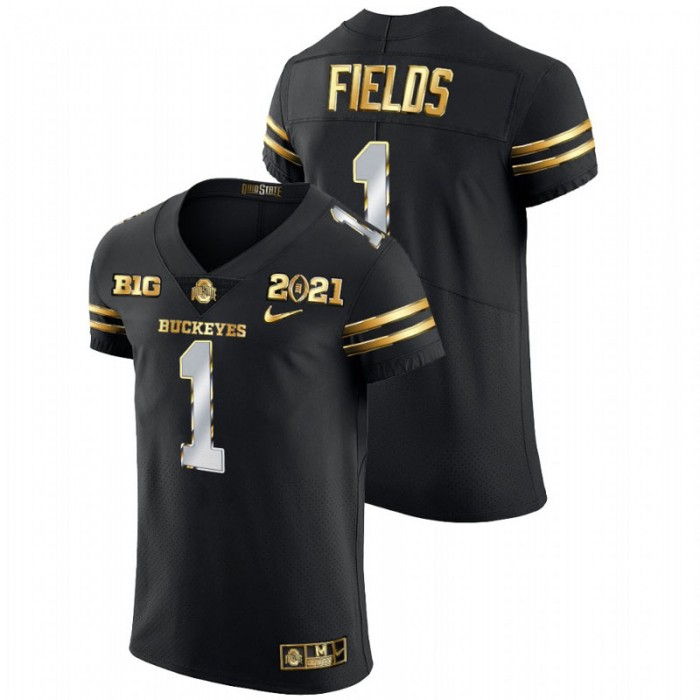 Ohio State Buckeyes Justin Fields 2021 National Championship Golden Edition Jersey For Men Black