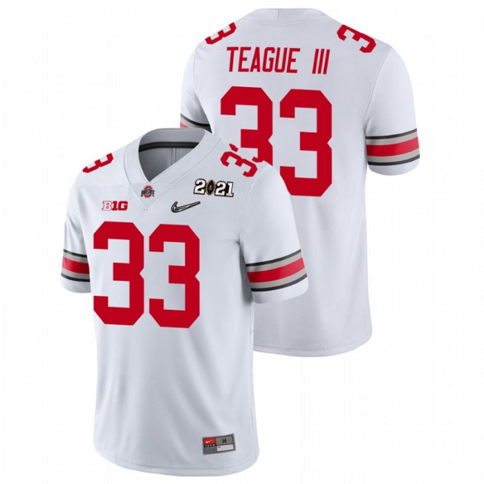 Ohio State Buckeyes Master Teague III 2021 National Championship Jersey For Men White