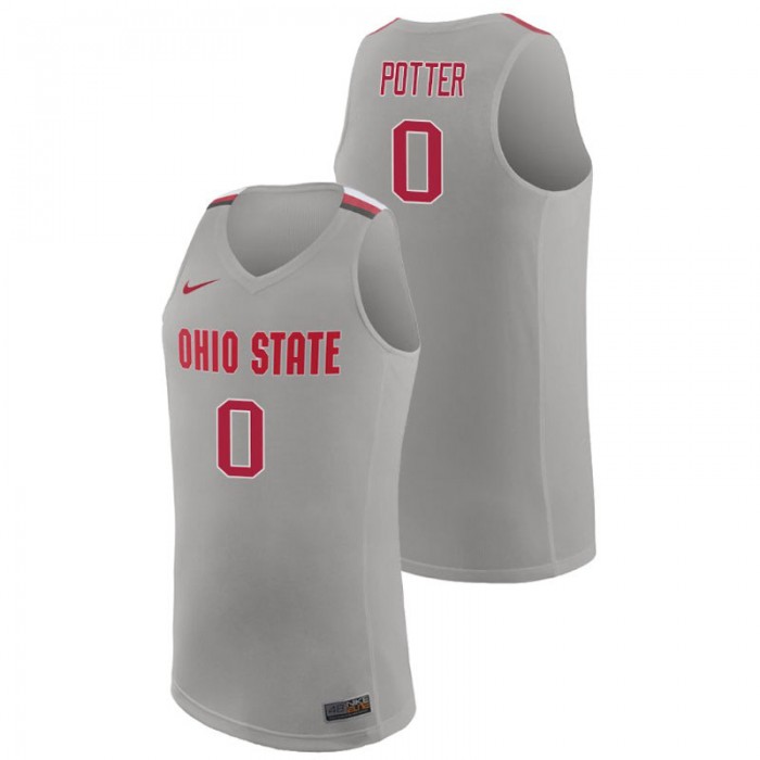 Ohio State Buckeyes College Basketball Pure Gray Micah Potter Replica Jersey