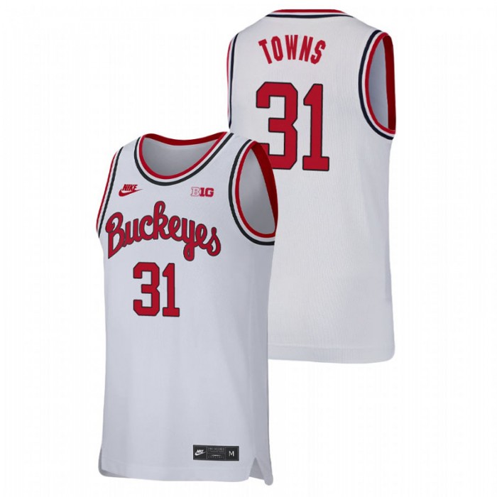 Ohio State Buckeyes Replica Seth Towns College Basketball Jersey White For Men