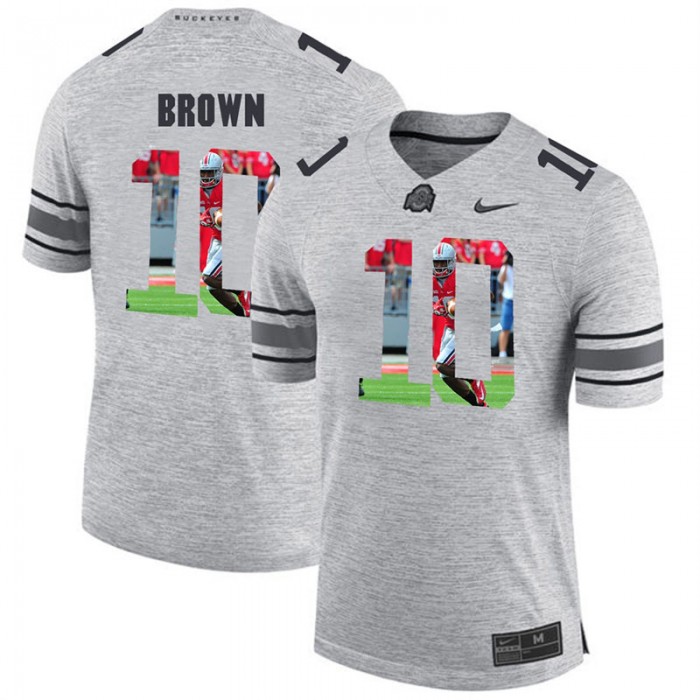 Men CaCorey Brown Ohio State Buckeyes Gray Football Player Pictorital Gridiron Fashion Limited Jersey