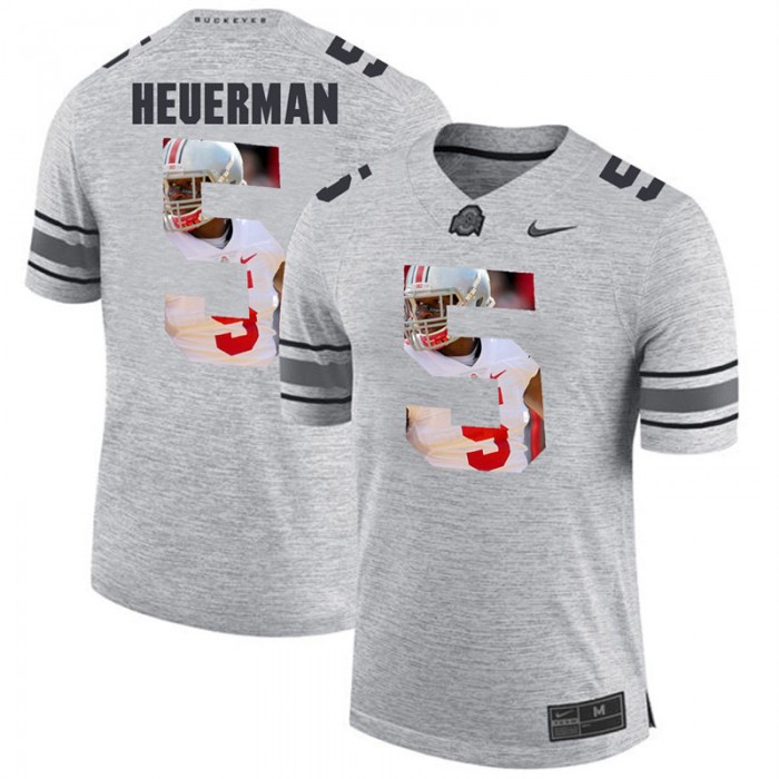 Men Jeff Heuerman Ohio State Buckeyes Gray Football Player Pictorital Gridiron Fashion Limited Jersey