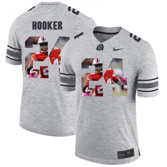 Men Malik Hooker Ohio State Buckeyes Gray Football Player Pictorital Gridiron Fashion Limited Jersey