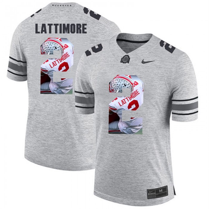 Men Marshon Lattimore Ohio State Buckeyes Gray Football Player Pictorital Gridiron Fashion Limited Jersey