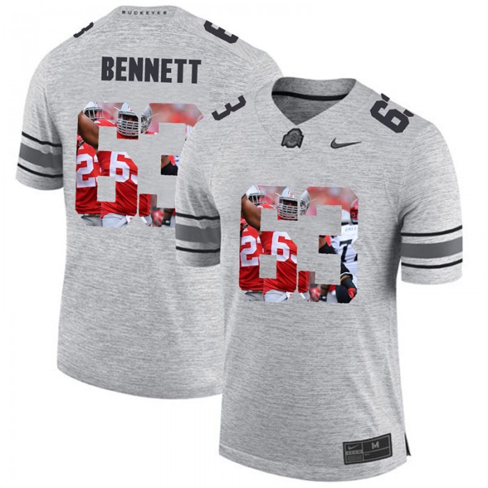 Men Michael Bennett Ohio State Buckeyes Gray Football Player Pictorital Gridiron Fashion Limited Jersey