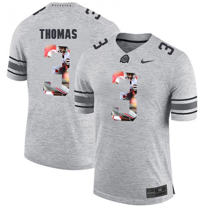 Men Michael Thomas Ohio State Buckeyes Gray Football Player Pictorital Gridiron Fashion Limited Jersey