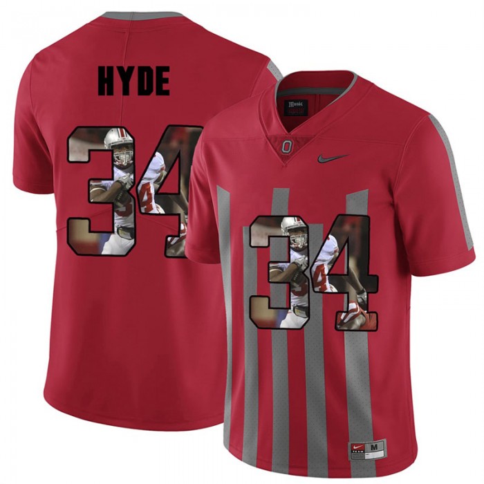 Men CameCarlos Hyde Ohio State Buckeyes Red Player Pictorital Fashion Football Jersey
