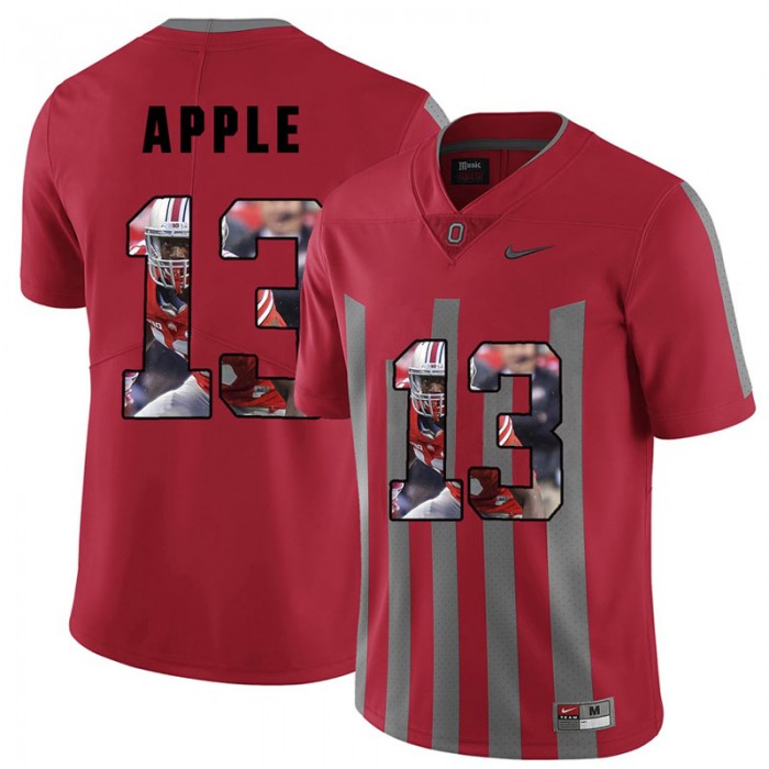Men Eli Apple Ohio State Buckeyes Red Player Pictorital Fashion Football Jersey