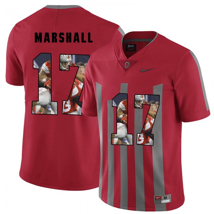 Men Jalin Marshall Ohio State Buckeyes Red Player Pictorital Fashion Football Jersey