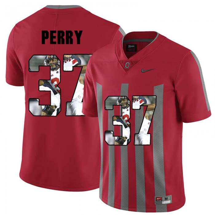Men Joshua Perry Ohio State Buckeyes Red Player Pictorital Fashion Football Jersey