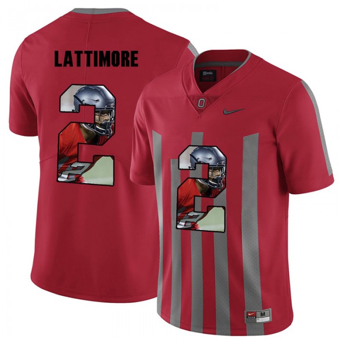 Men Marshon Lattimore Ohio State Buckeyes Red Player Pictorital Fashion Football Jersey