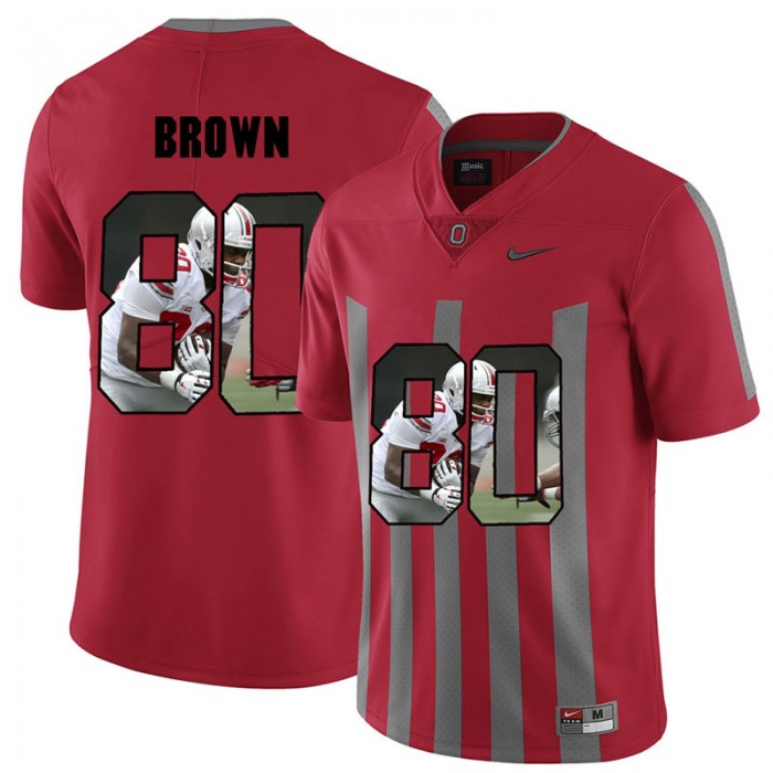 Men Noah Brown Ohio State Buckeyes Red Player Pictorital Fashion Football Jersey