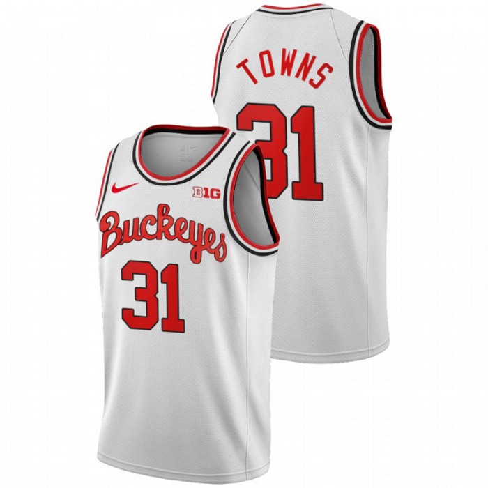 Ohio State Buckeyes Seth Towns Jersey 1980 Throwback White Home Men