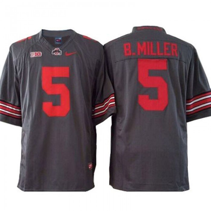 Ohio State Buckeyes #5 Braxton Miller Gray Football For Men Jersey
