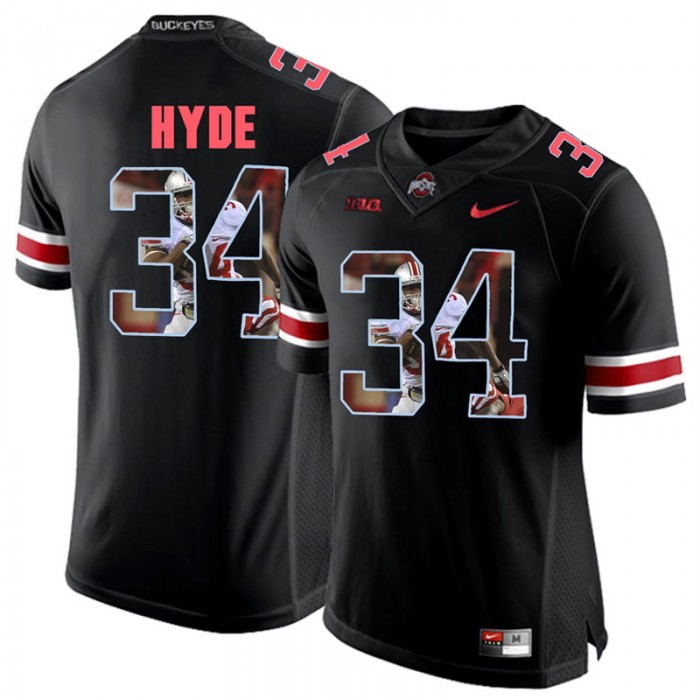 CameCarlos Hyde Ohio State Buckeyes Blackout Player Pictorial Fashion Jersey