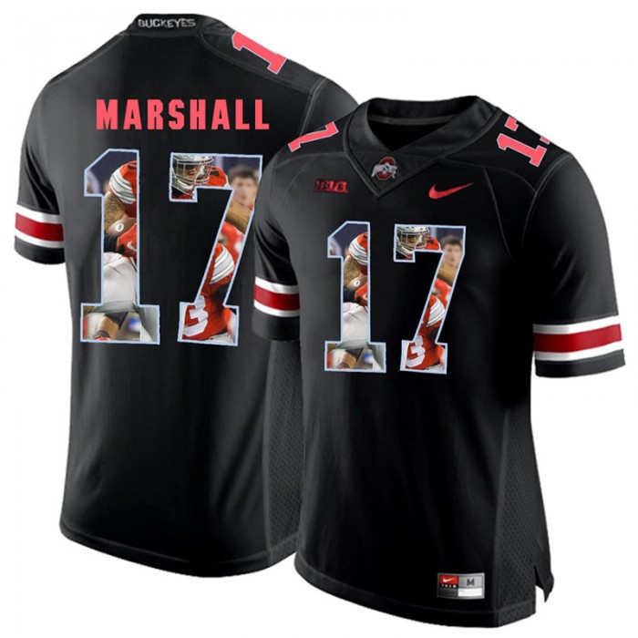 Jalin Marshall Ohio State Buckeyes Blackout Player Pictorial Fashion Jersey