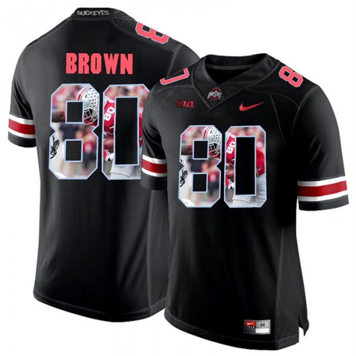 Noah Brown Ohio State Buckeyes Blackout Player Pictorial Fashion Jersey