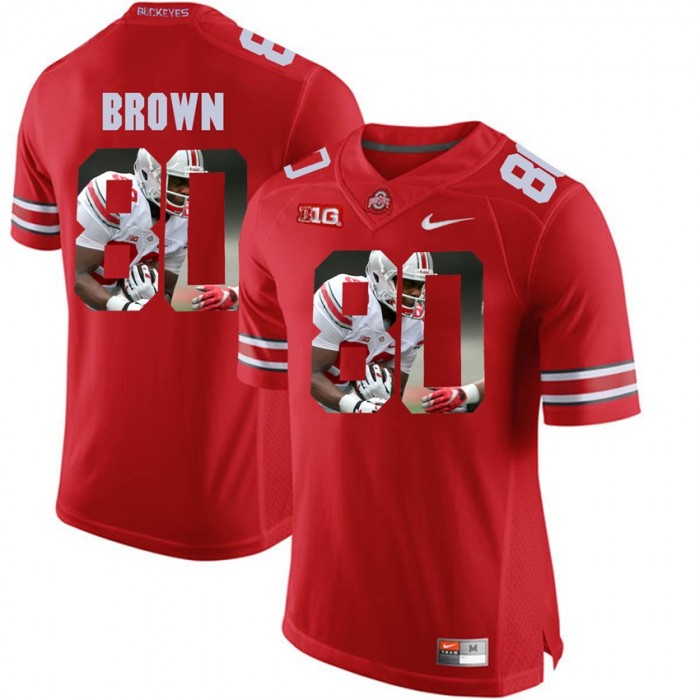 Noah Brown Ohio State Buckeyes Scarlet Player Pictorial Fashion Jersey