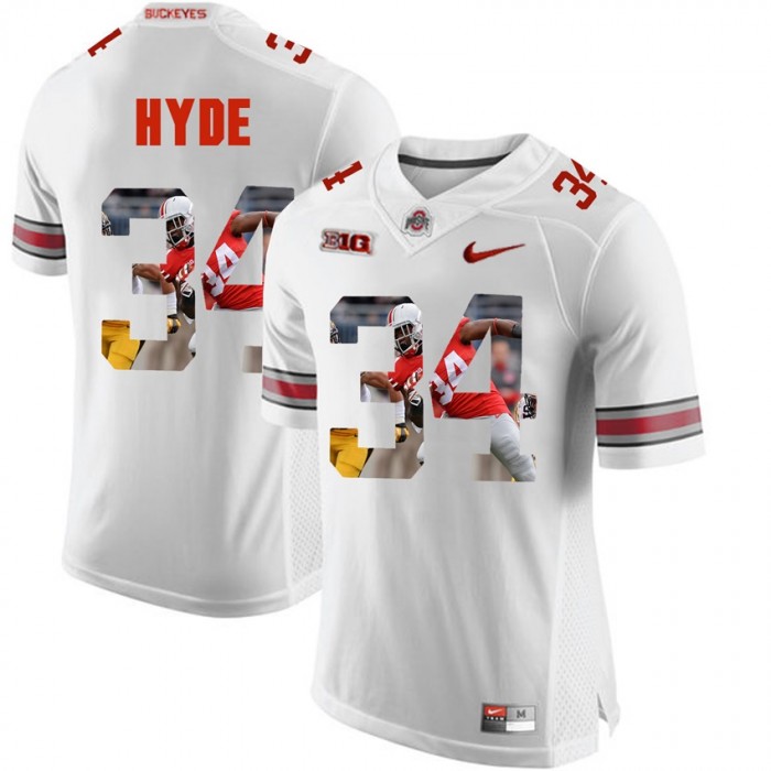 CameCarlos Hyde Ohio State Buckeyes White Player Pictorial Fashion Jersey