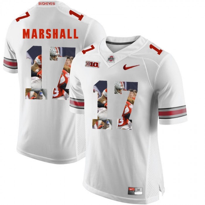 Jalin Marshall Ohio State Buckeyes White Player Pictorial Fashion Jersey