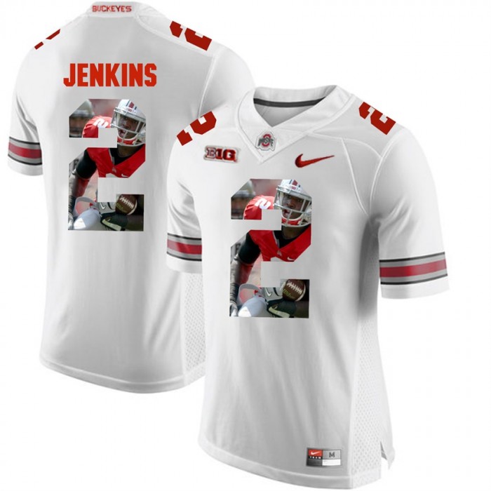Malcolm Jenkins Ohio State Buckeyes White Player Pictorial Fashion Jersey