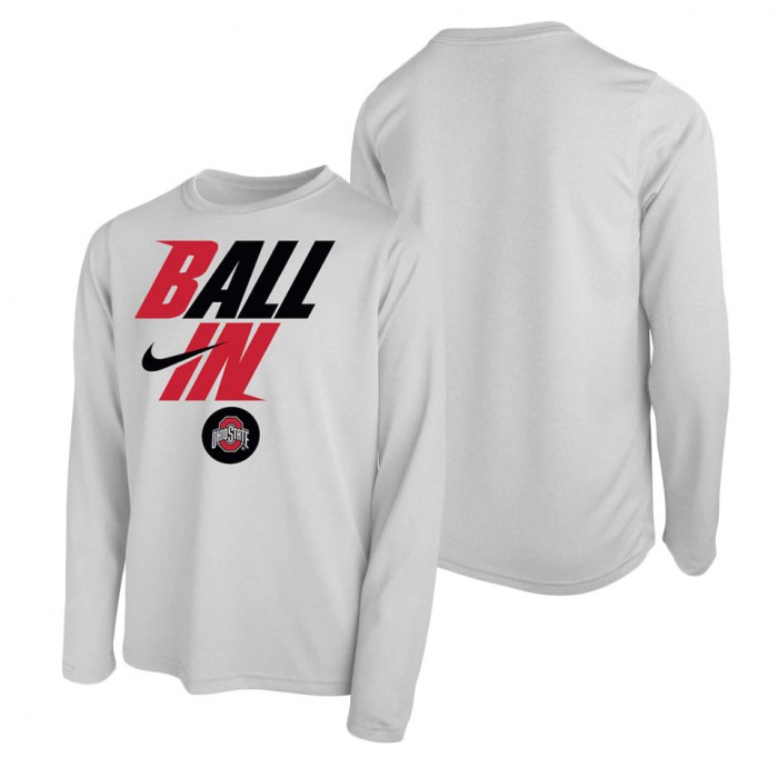 Ohio State Buckeyes Nike Youth Ball In Bench Long Sleeve T-Shirt White
