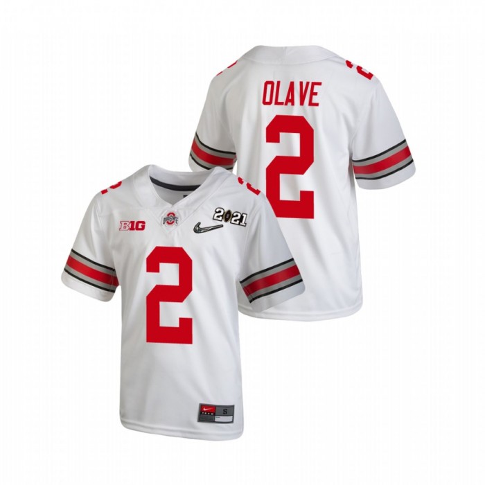 Ohio State Buckeyes Chris Olave 2021 National Championship Jersey Youth White