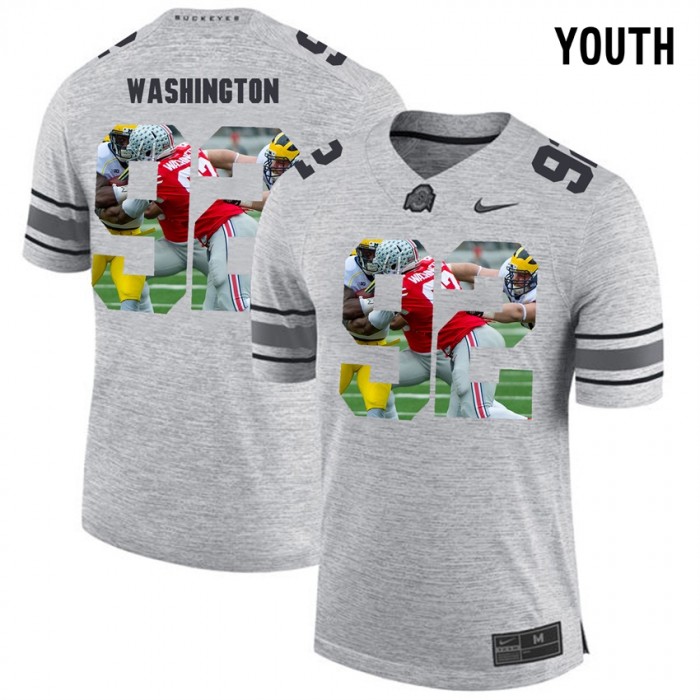 Youth Adolphus Washington Ohio State Buckeyes Gray Football Player Pictorital Gridiron Fashion Limited Jersey