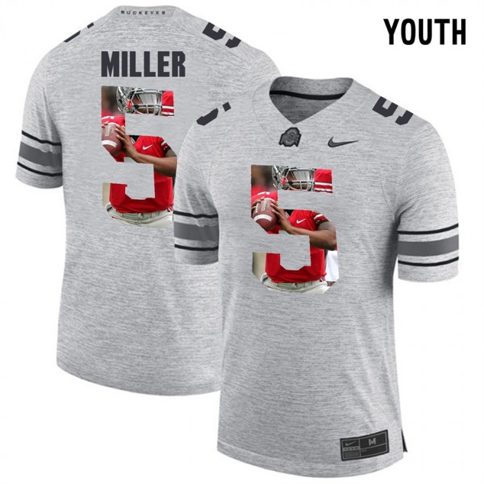 Youth Braxton Miller Ohio State Buckeyes Gray Football Player Pictorital Gridiron Fashion Limited Jersey